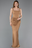 Robe de Soirée Longue Satin Bronze ABU5990