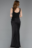 Robe de Soirée Longue Satin Noir ABU5990