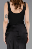 Robe de Soirée Longue Satin Noir ABU5990