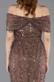 Robe De Soirée Midi Perlé Cuivre ABK2592