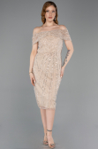 Robe De Soirée Midi Perlé Or ABK2592