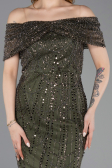 Robe De Soirée Midi Perlé Kaki ABK2592