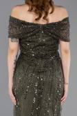 Robe De Soirée Midi Perlé Kaki ABK2592