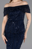 Robe De Soirée Midi Perlé Bleu Marine ABK2592