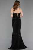 Robe Queue de Poisson Longue Dantelle Noir ABU5993