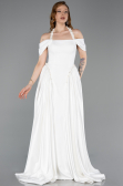Robe de Soirée Longue Satin Blanc ABU5995