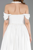 Robe de Soirée Longue Satin Blanc ABU5995