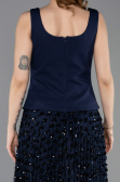 Robe de Soirée Longue Squameuse Bleu Marine ABU5986