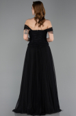 Robe de Soirée Longue Dantelle Noir ABU5996