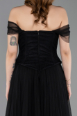 Robe de Soirée Longue Dantelle Noir ABU5996