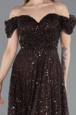 Robe De Soirée Midi Perlé Brun foncé ABK2594