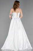 Robe de Soirée Longue Satin Blanc ABU5998