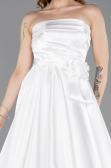 Robe de Soirée Longue Satin Blanc ABU5998