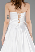 Robe de Soirée Longue Satin Blanc ABU5998