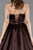 Robe de Soirée Longue Satin Brun ABU5998