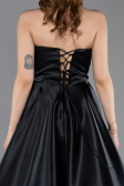 Robe de Soirée Longue Satin Noir ABU5998