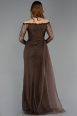 Robe de Soirée Longue Dantelle Brun ABU5999