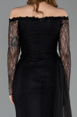 Robe de Soirée Longue Dantelle Noir ABU5999
