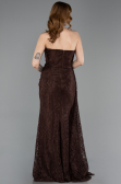 Robe Queue de Poisson Longue Dantelle Brun ABU5975