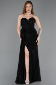 Robe Queue de Poisson Longue Dantelle Noir ABU5975