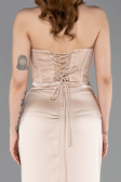 Robe de Soirée Longue Satin Beige ABU6000