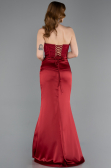 Robe de Soirée Longue Satin Rouge Bordeaux ABU6000