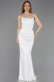 Robe de Soirée Longue Satin Blanc ABU6000