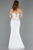 Robe de Soirée Longue Satin Blanc ABU6000