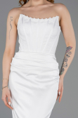 Robe de Soirée Longue Satin Blanc ABU6000