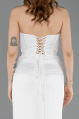 Robe de Soirée Longue Satin Blanc ABU6000