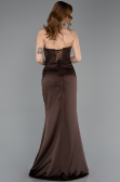 Robe de Soirée Longue Satin Brun ABU6000
