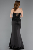 Robe de Soirée Longue Satin Noir ABU6000