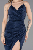 Robe de Soirée Longue Bleu Marine ABU6008
