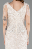 Robe de Soirée Longue Perlé Beige ABU5959
