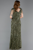 Robe de Soirée Longue Perlé Kaki ABU5959