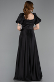 Robe de Soirée Longue Satin Noir ABU6005