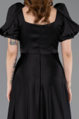 Robe de Soirée Longue Satin Noir ABU6005