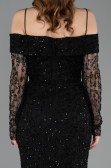 Robe de Soirée Longue Dantelle Noir ABU6004