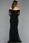 Robe de Soirée Longue Dantelle Noir ABU6004