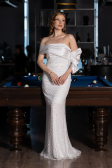 Robe De Soirée Squameuse Longue Blanc ABU5529