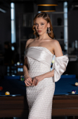 Robe De Soirée Squameuse Longue Blanc ABU5529