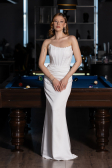 Robe de Soirée Longue Satin Blanc ABU6000