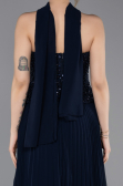 Robe de Soirée Longue Mousseline Bleu Marine ABU6011