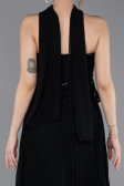 Robe de Soirée Longue Mousseline Noir ABU6011