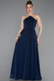 Robe de Soirée Longue Mousseline Bleu Marine ABU5681