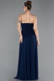 Robe de Soirée Longue Mousseline Bleu Marine ABU5681
