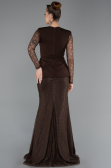 Robe de Soirée Longue Dantelle Brun ABU6014