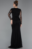 Robe de Soirée Longue Dantelle Noir ABU6014