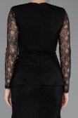 Robe de Soirée Longue Dantelle Noir ABU6014