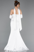 Robe de Soirée Longue Satin Blanc ABU5944